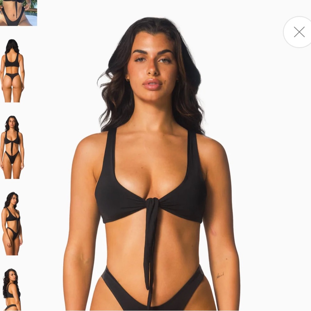 437 “the Kenzie top” Black Tie-Front Bikini
